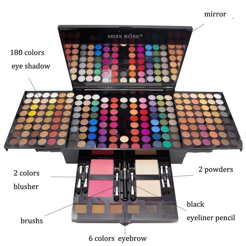 180 Colors Eyes Shadow Blush Set Personalized Piano - shaped Makeup Palette Box - Zentelle Beauty