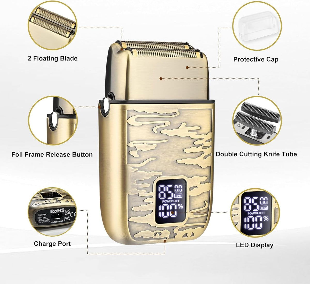Electric Razor, Double Foil, Foil Shavers for Men,Electric Shavers for Men,Cordless Barber Shaver Beard Trimmer - Zentelle Beauty