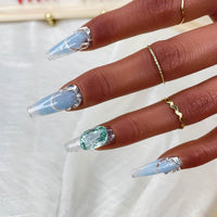 GGDDSHA Handmade Press On Nails, Luxury &Custom Fake Nails 3D Handmade Reusable UVFinished False Nails, Hand - Painted Nail,Nebula Glint - Zentelle Beauty
