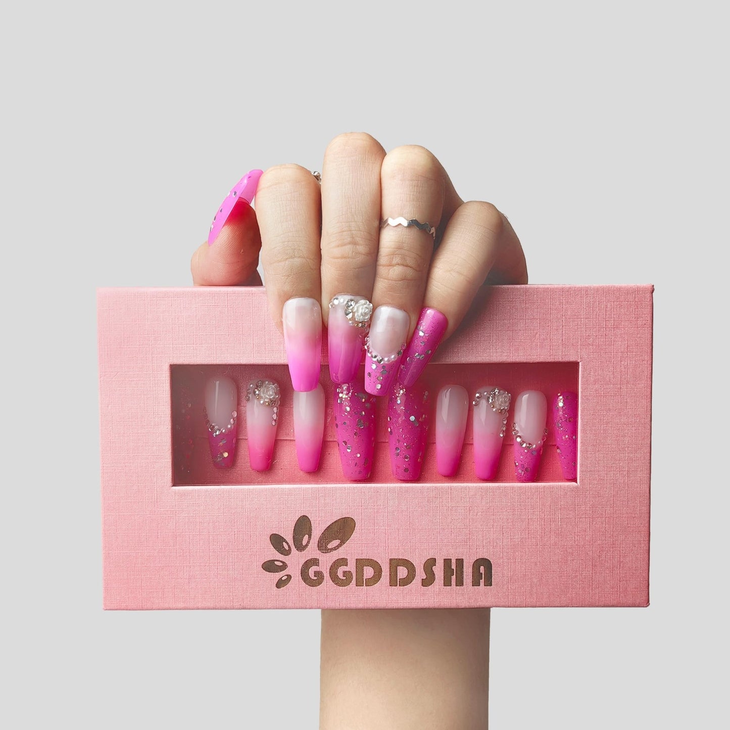 GGddsha Nails Handmade Pmma Acrylic Nails Press On NailsShort Reusable Fake False Nails Kit With Box Gifts ForWomen,Blush Elegance - Zentelle Beauty