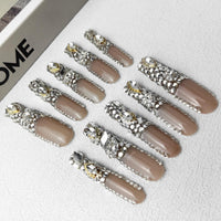 GGddsha New PMMA Acrylic Press On Nails StunningBling Nails, Rhinestone Fake Nails, Glitter Rhinestone NailsGradient Fake NailsCrystal Cascade - Zentelle Beauty