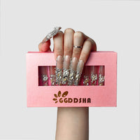 GGddsha New PMMA Acrylic Press On Nails StunningBling Nails, Rhinestone Fake Nails, Glitter Rhinestone NailsGradient Fake NailsCrystal Cascade - Zentelle Beauty