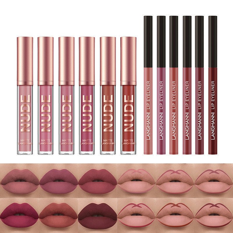 12 Pc Lip Liner & Matte Lipstick Set - Waterproof, Long Lasting Beauty Cosmetics Gift - Zentelle Beauty