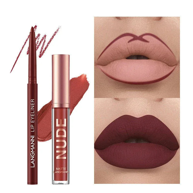 12 Pc Lip Liner & Matte Lipstick Set - Waterproof, Long Lasting Beauty Cosmetics Gift - Zentelle Beauty