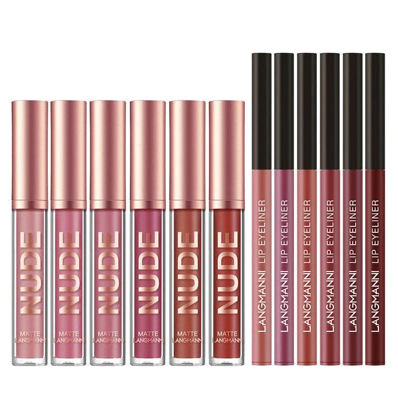 12 Pc Lip Liner & Matte Lipstick Set - Waterproof, Long Lasting Beauty Cosmetics Gift - Zentelle Beauty