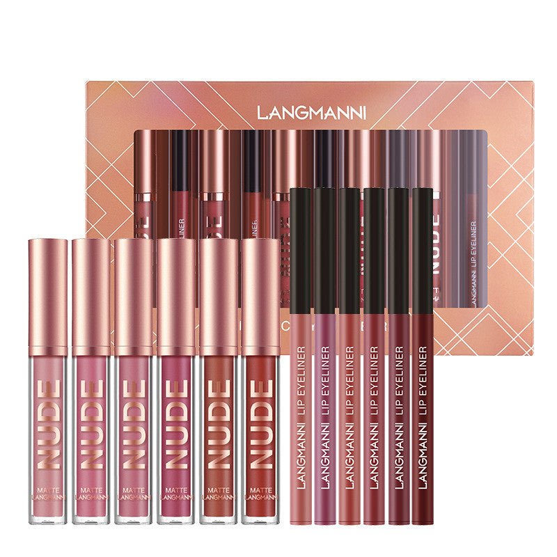 12 Pc Lip Liner & Matte Lipstick Set - Waterproof, Long Lasting Beauty Cosmetics Gift - Zentelle Beauty