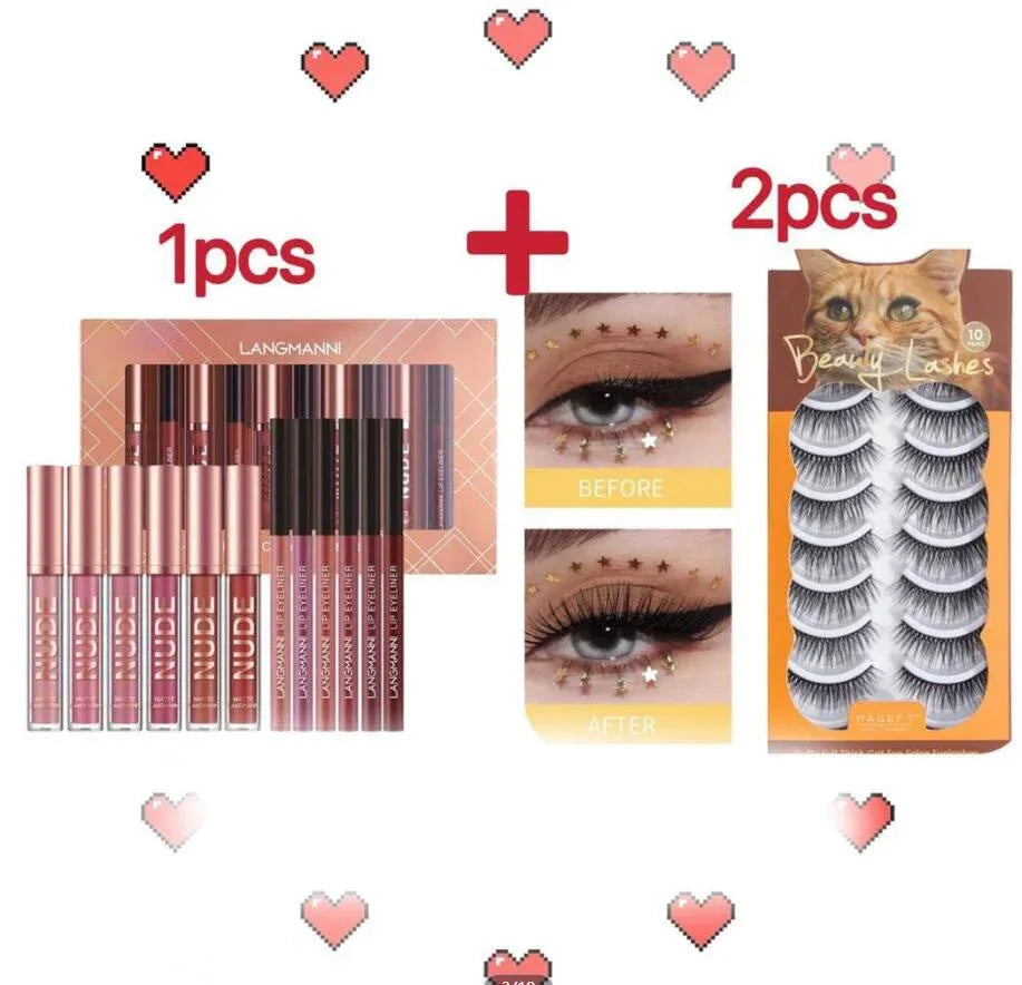 12 Pc Lip Liner & Matte Lipstick Set - Waterproof, Long Lasting Beauty Cosmetics Gift - Zentelle Beauty