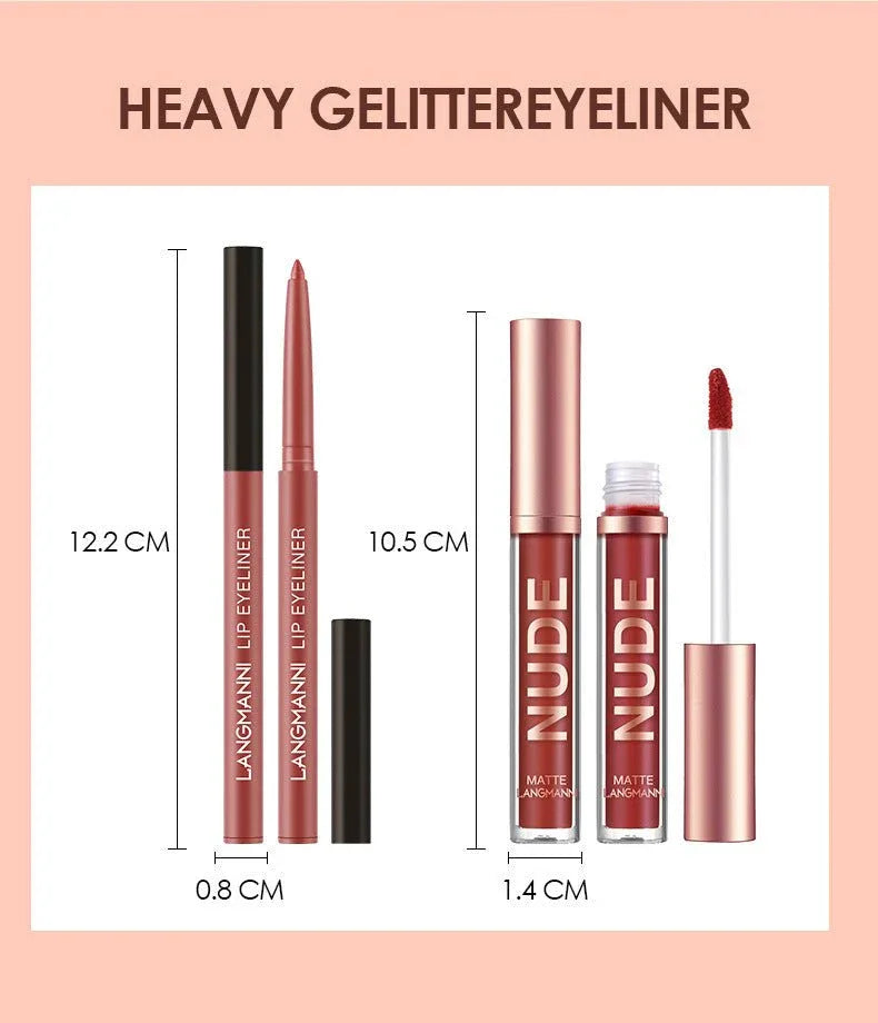 12 Pc Lip Liner & Matte Lipstick Set - Waterproof, Long Lasting Beauty Cosmetics Gift - Zentelle Beauty