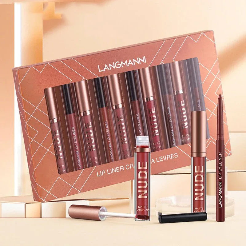 12 Pc Lip Liner & Matte Lipstick Set - Waterproof, Long Lasting Beauty Cosmetics Gift - Zentelle Beauty