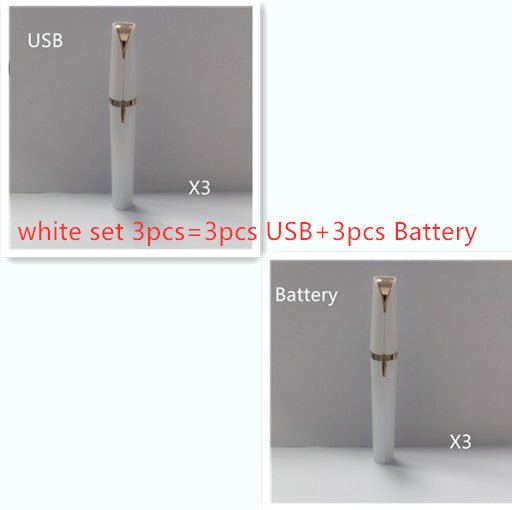 Mini Electric Eyebrow Trimmer Lipstick Brows Pen Hair Remover Painless Razor Epilator with LED Light - Zentelle Beauty
