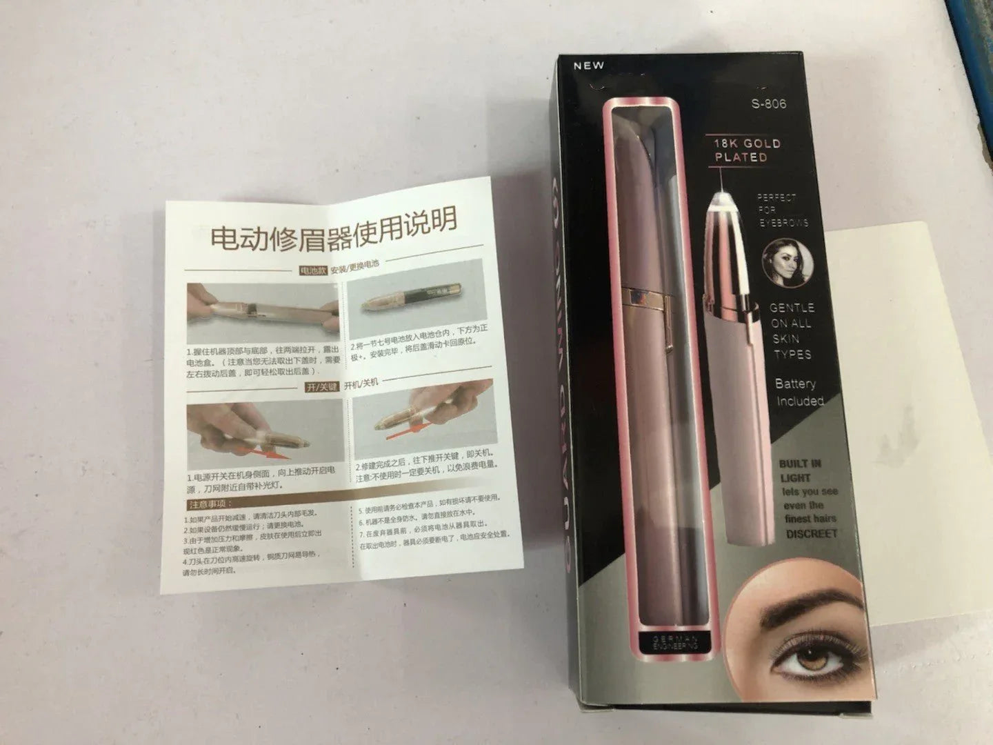 Painless Mini Electric Eyebrow Trimmer with LED Light - Zentelle Beauty