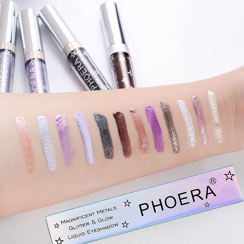 PHOERA Magnificent Metals Glitter and Glow Liquid Eyeshadow 12 Colors - Zentelle Beauty