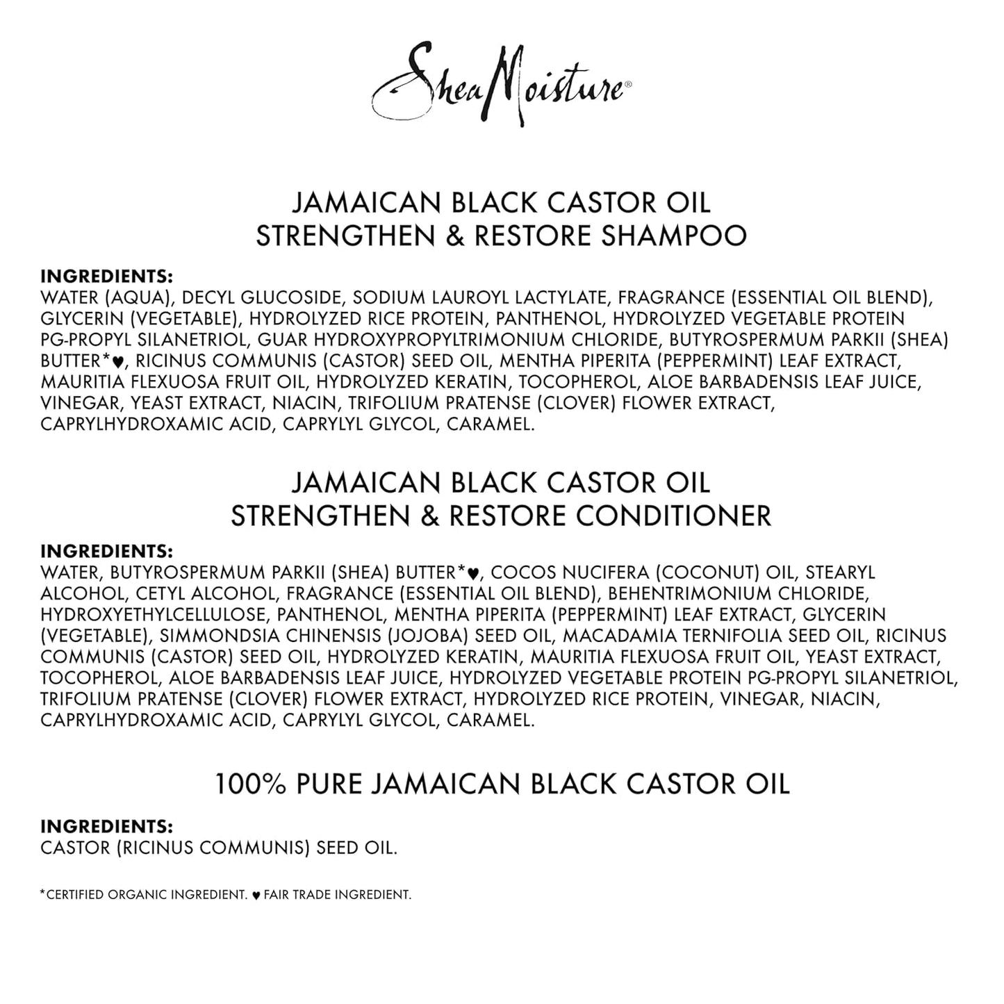 Sheamoisture Strengthen and Restore Shampoo, Conditioner & Head - To - Toe Restoration Body Care Oil Jamaican Black Castor Oil for Dry Skin & Hair Skin and Hair Care Regimen with Shea Butter - Zentelle Beauty