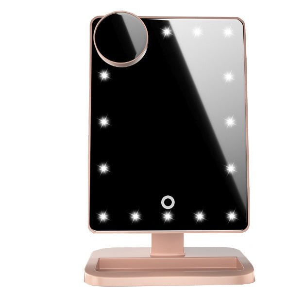 Touch Screen Makeup Mirror With 20 LED Light Bluetooth Music Speaker 10X Magnifying Mirrors Lights - Zentelle Beauty