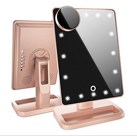 Touch Screen Makeup Mirror With 20 LED Light Bluetooth Music Speaker 10X Magnifying Mirrors Lights - Zentelle Beauty